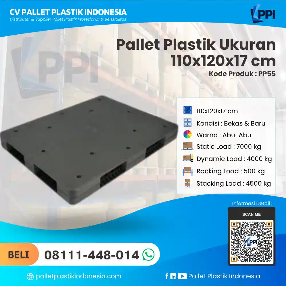 Pallet Plastik Bekas & Baru Ukuran 110x120x17 - PP55 - Gambar 5