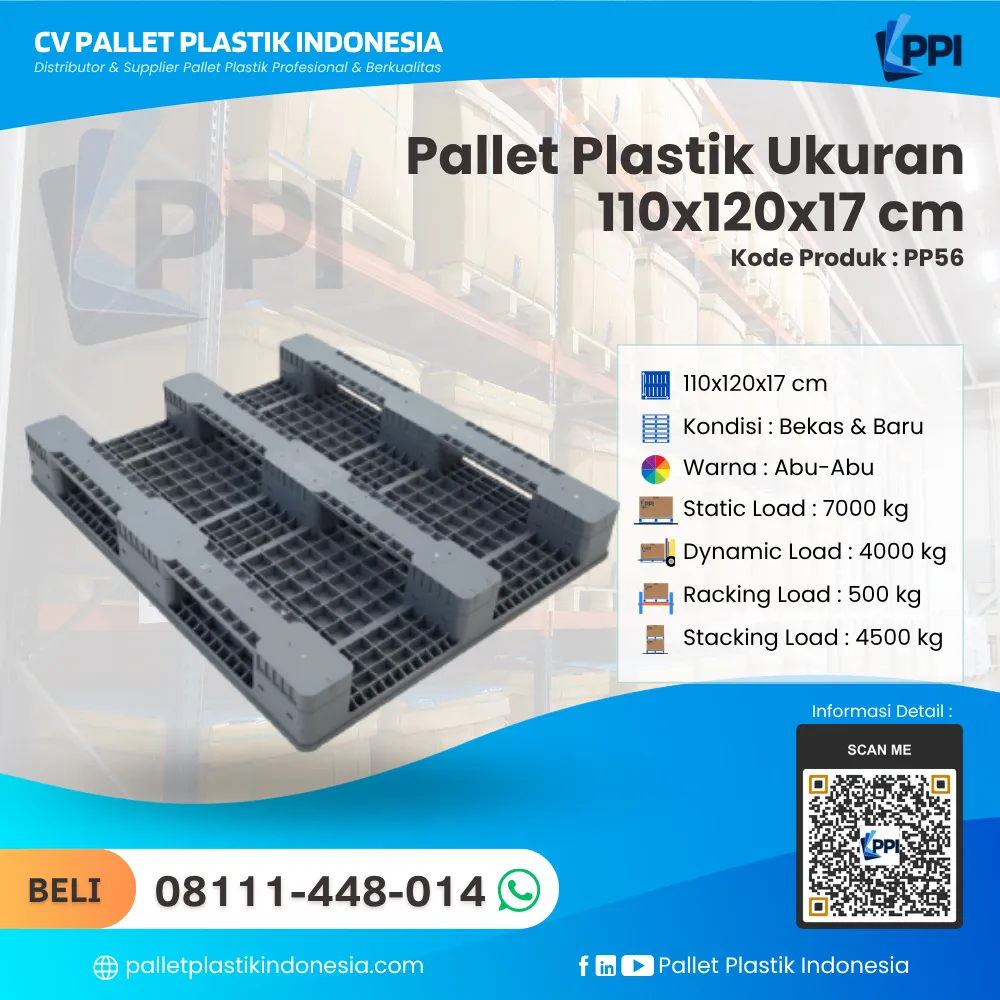 Pallet Plastik Bekas & Baru Ukuran 110x120x17 - PP56 - Gambar 2