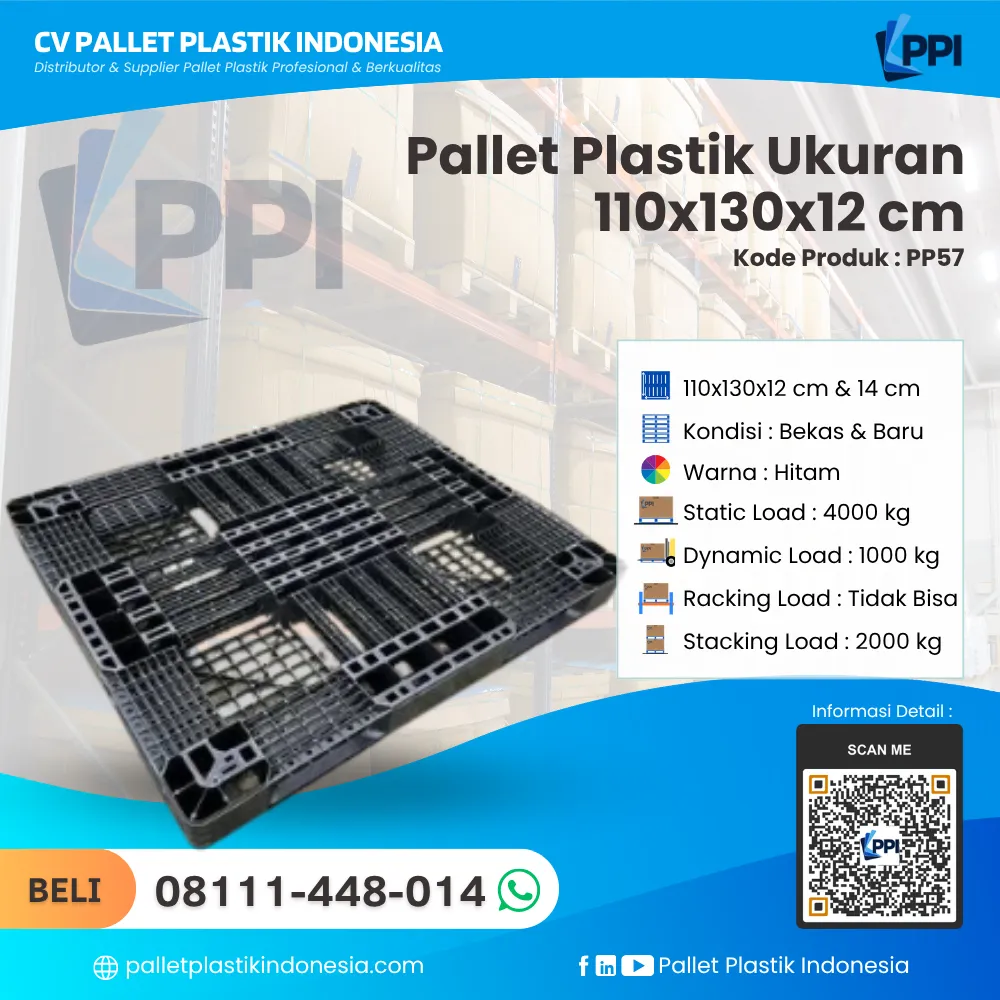 Pallet Plastik Bekas & Baru Ukuran 110x130x12 - PP57 - Gambar 2