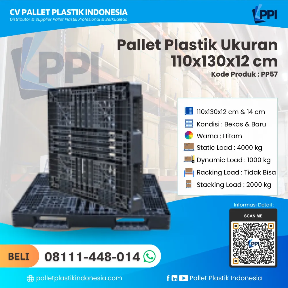 Pallet Plastik Bekas & Baru Ukuran 110x130x12 - PP57 - Gambar 3