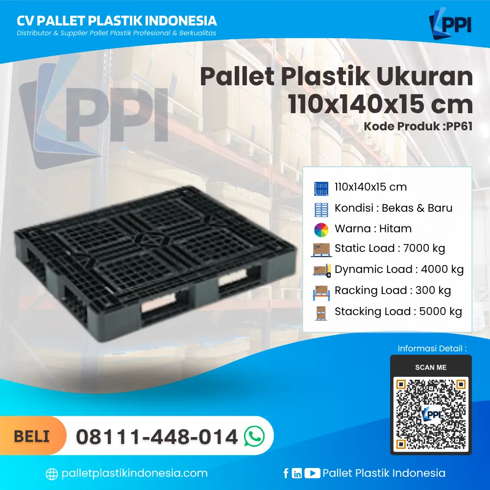 Pallet Plastik Bekas & Baru Ukuran 110x140x15 - PP61 - Gambar 2