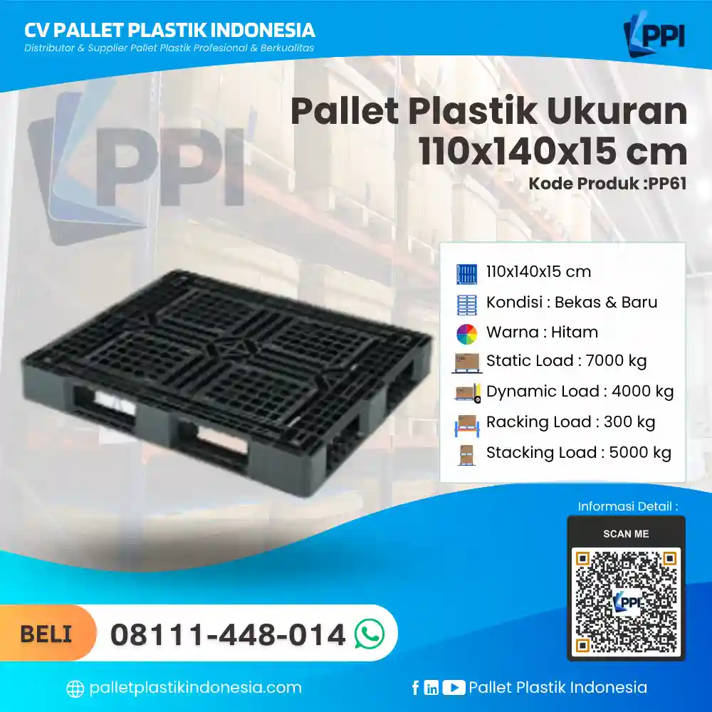 Pallet Plastik Bekas & Baru Ukuran 110x140x15 - PP61 - Gambar 3