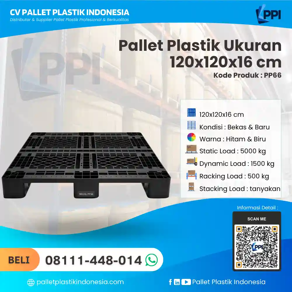 Pallet Plastik Bekas & Baru Ukuran 120x120x16 - PP66 - Gambar 2