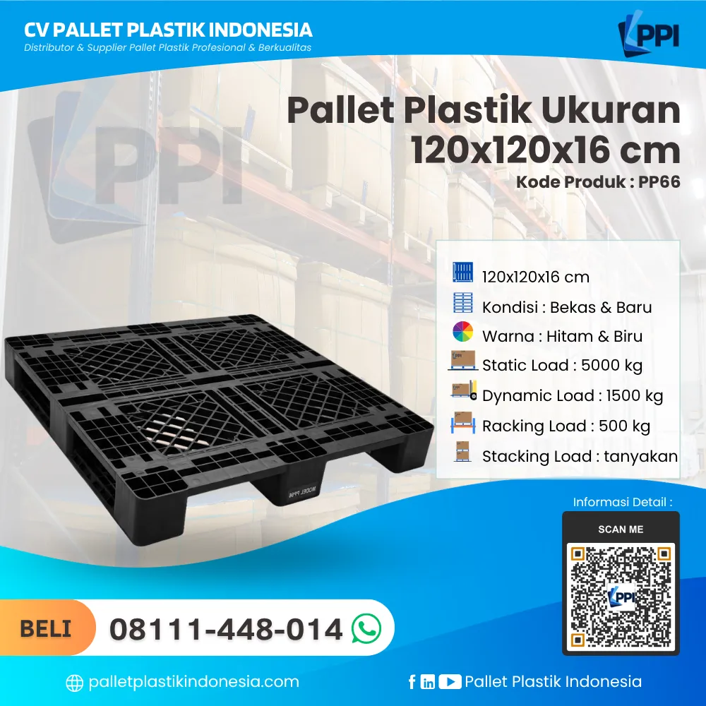 Pallet Plastik Bekas & Baru Ukuran 120x120x16 - PP66 - Gambar 3