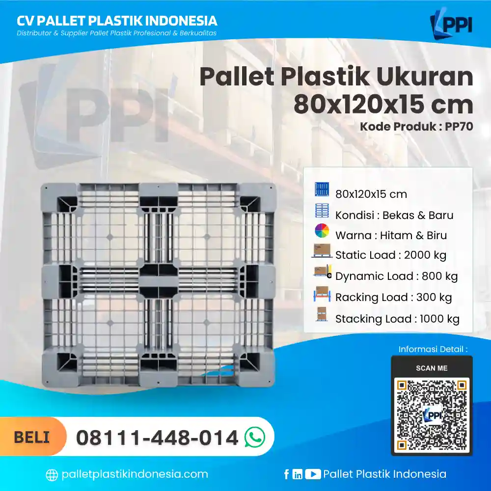 Pallet Plastik Bekas & Baru Ukuran 80x120x15 - PP70 - Gambar 2
