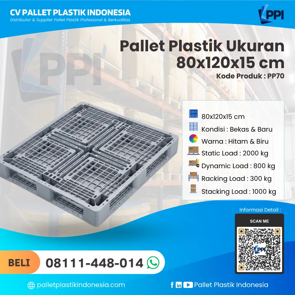 Pallet Plastik Bekas & Baru Ukuran 80x120x15 - PP70 - Gambar 3