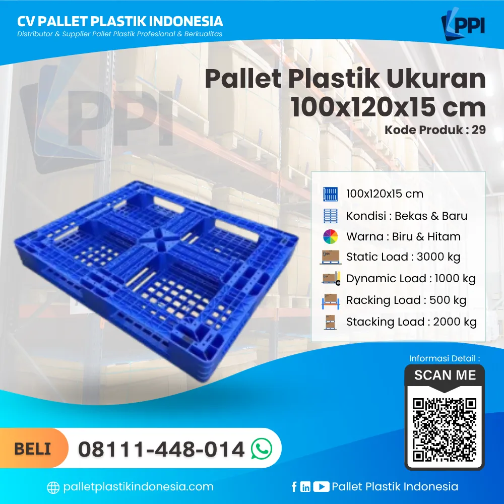 Pallet Plastik Bekas & Baru Ukuran 100x120x15 - PP29 - Gambar 2