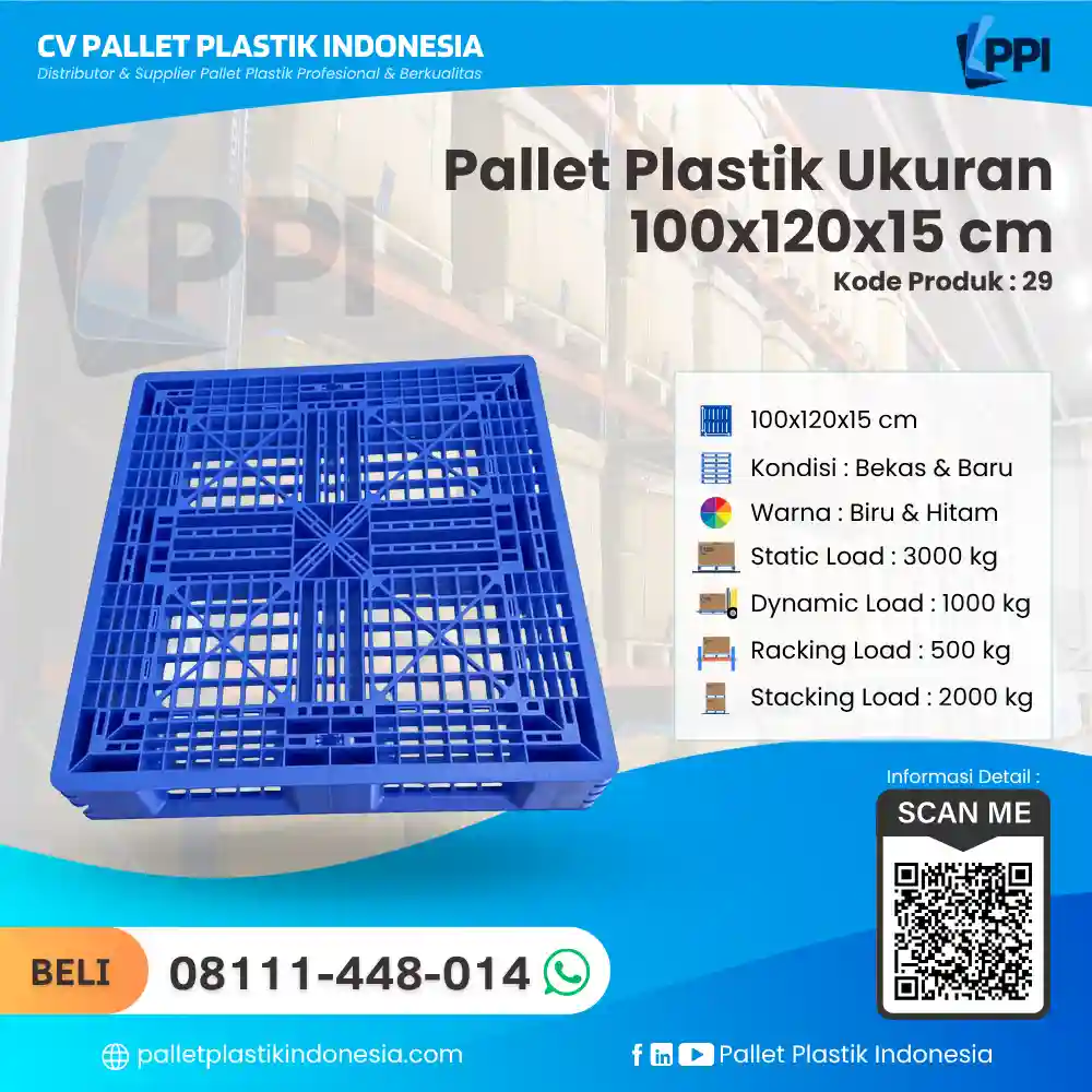 Pallet Plastik Bekas & Baru Ukuran 100x120x15 - PP29 - Gambar 3