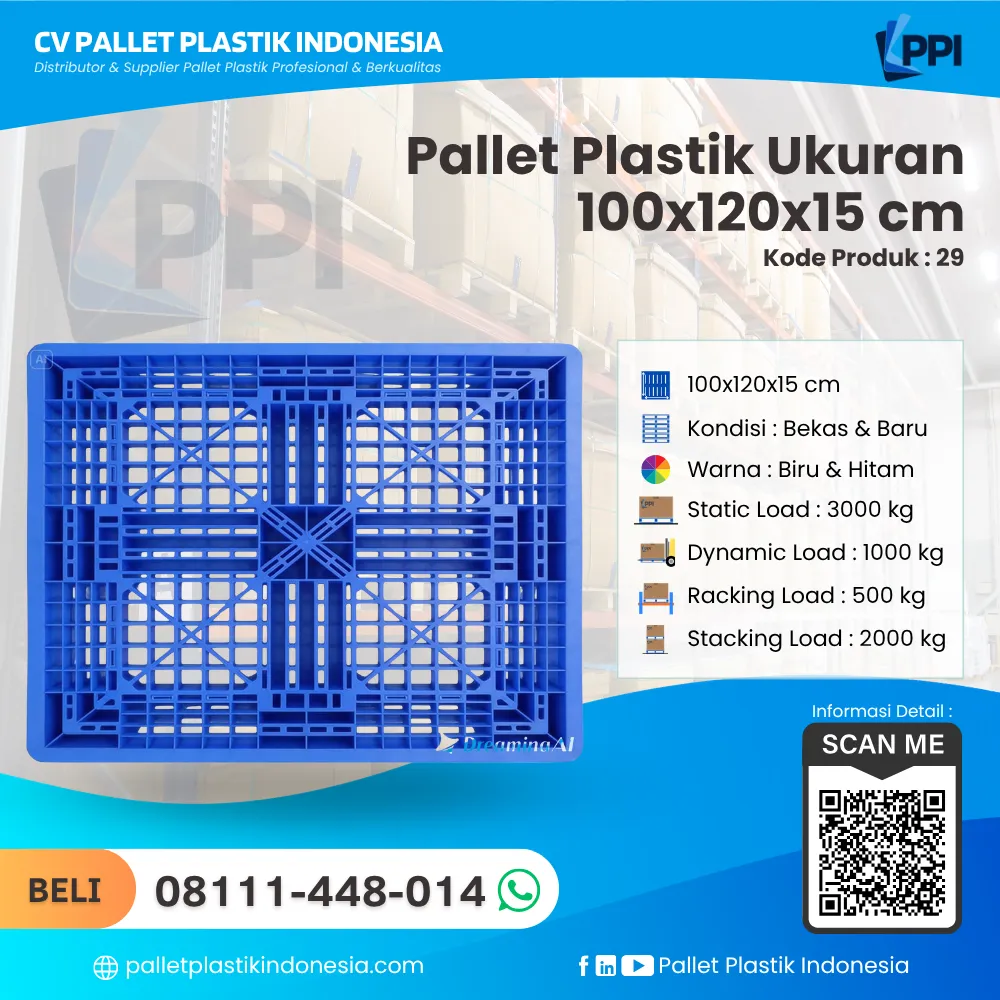 Pallet Plastik Bekas & Baru Ukuran 100x120x15 - PP29 - Gambar 4
