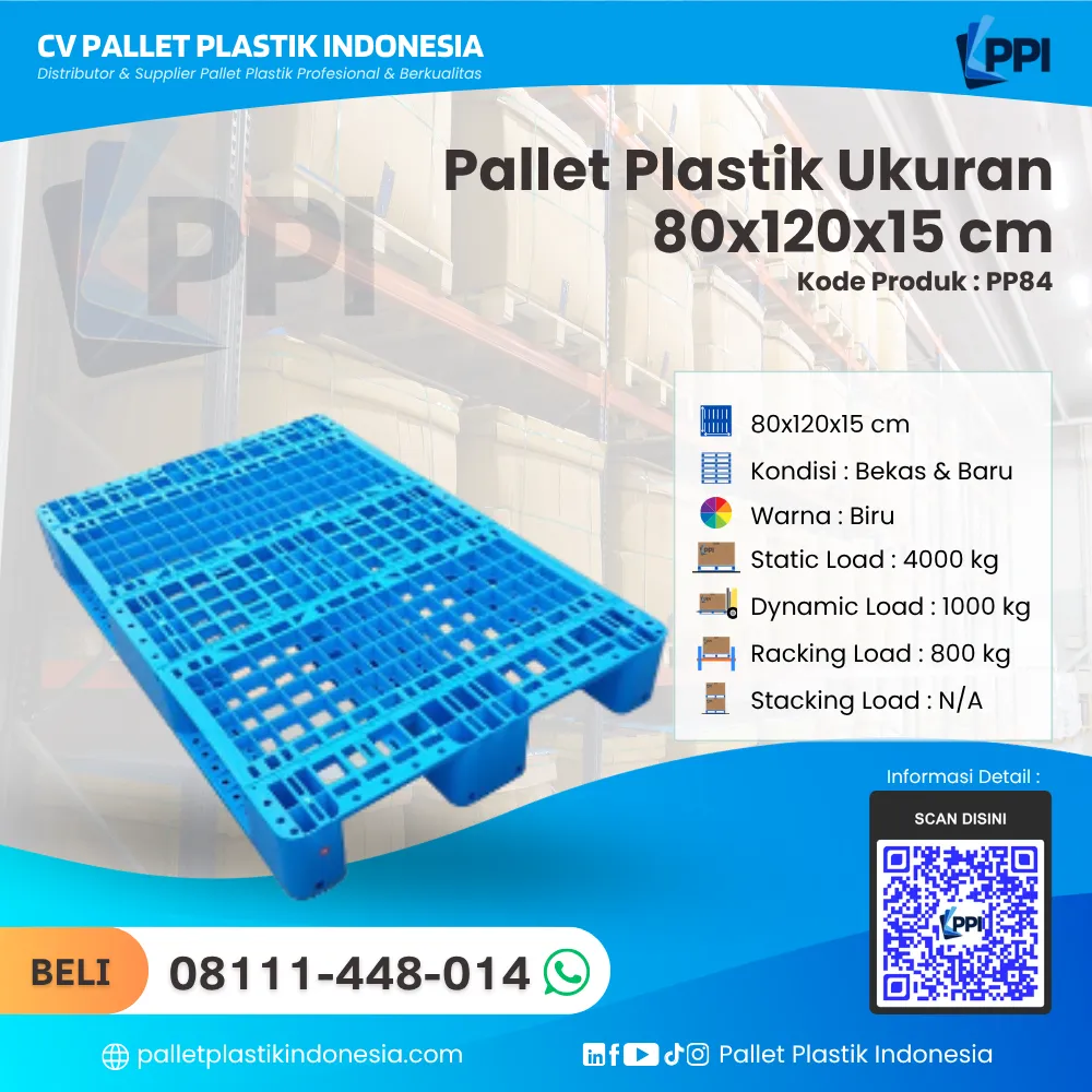 Pallet Plastik Bekas/Baru Ukuran 80x120x15 - PP84 - Gambar 2
