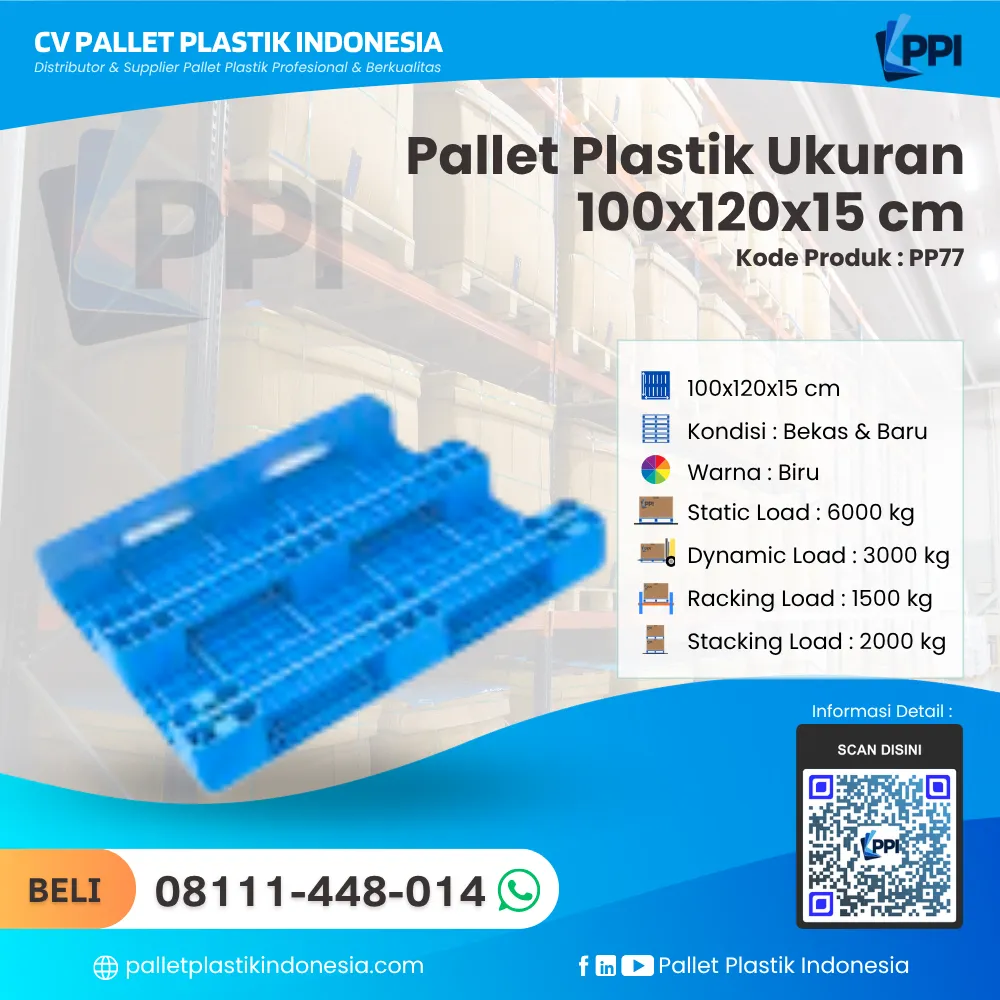 Pallet Plastik Bekas/Baru Ukuran 120x100x15 - PP77 - Gambar 2
