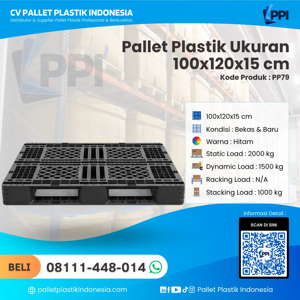 Pallet Plastik Bekas/Baru Ukuran 100x120x15 - PP79 - Gambar 2