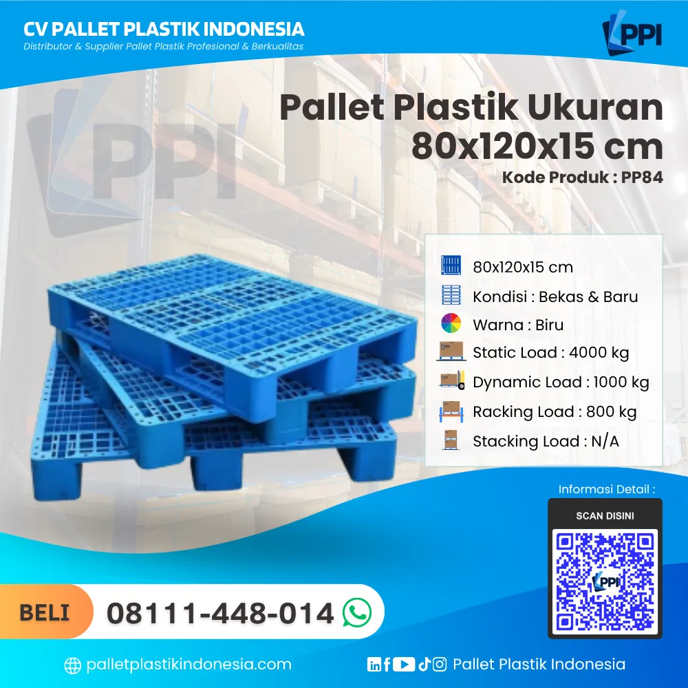 Pallet Plastik Bekas/Baru Ukuran 80x120x15 - PP84 - Gambar 3