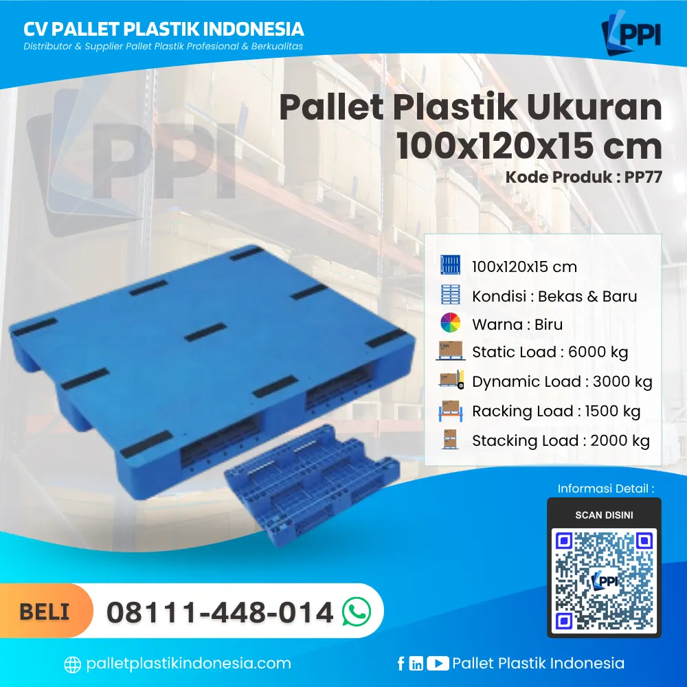 Pallet Plastik Bekas/Baru Ukuran 120x100x15 - PP77 - Gambar 3