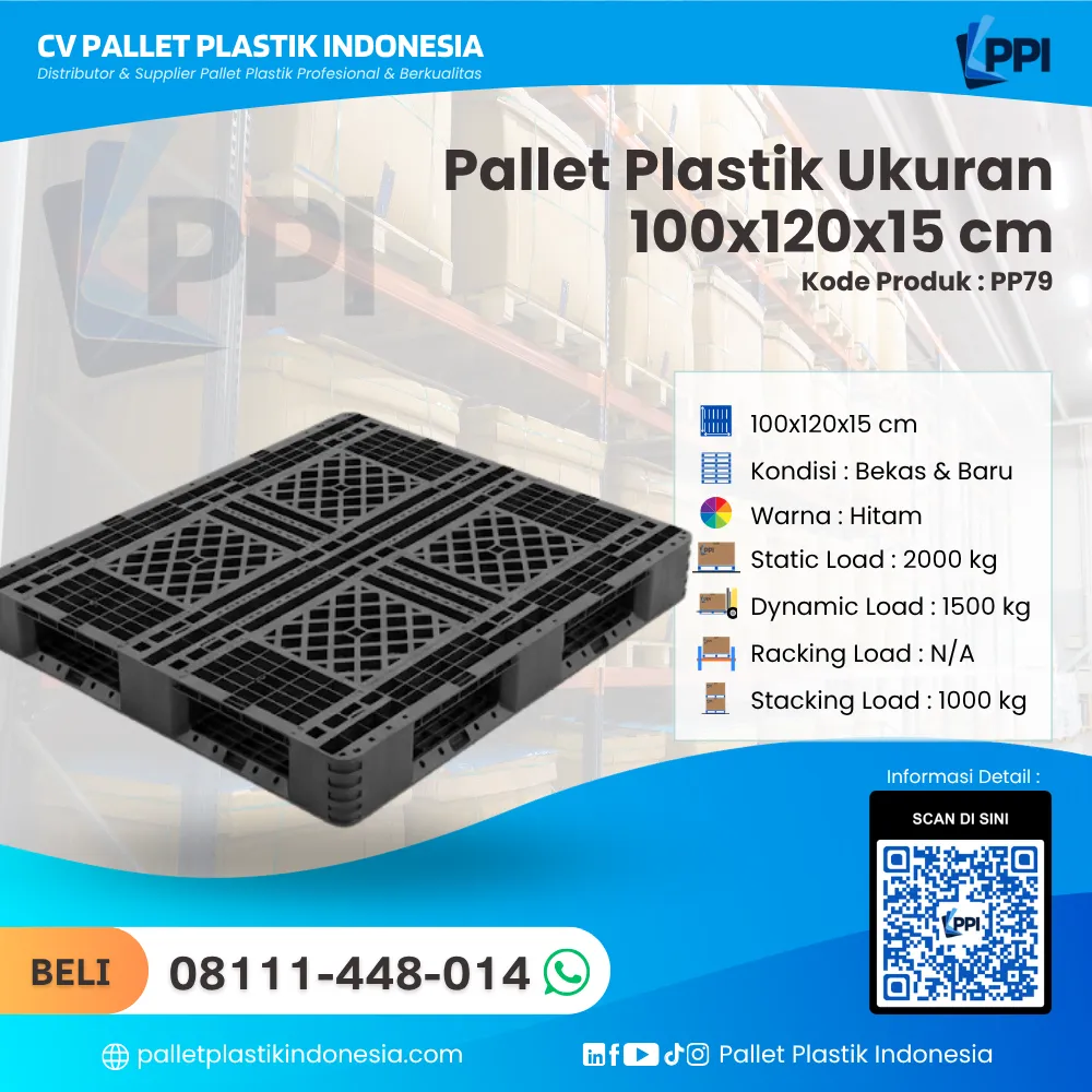 Pallet Plastik Bekas/Baru Ukuran 100x120x15 - PP79 - Gambar 3