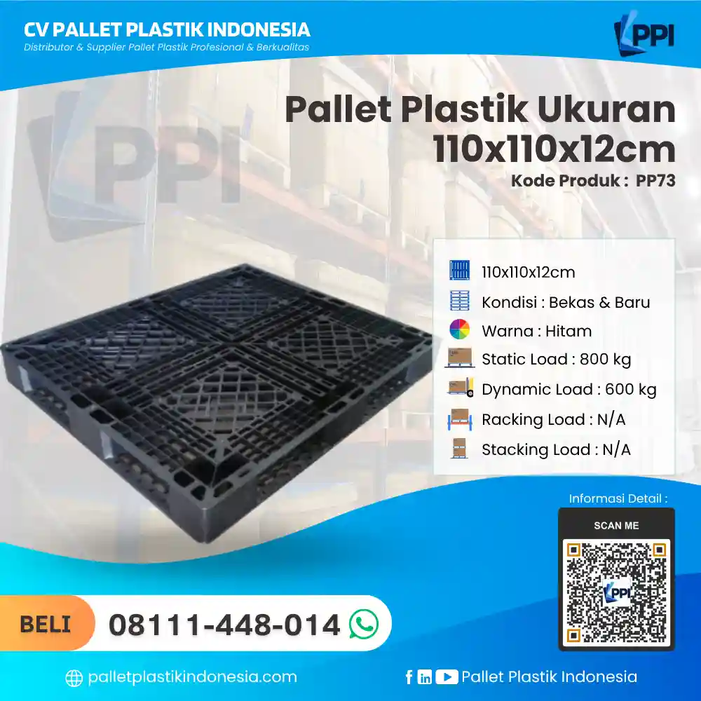 Pallet Plastik Bekas/Baru Ukuran 110x110x12 - PP73 - Gambar 2